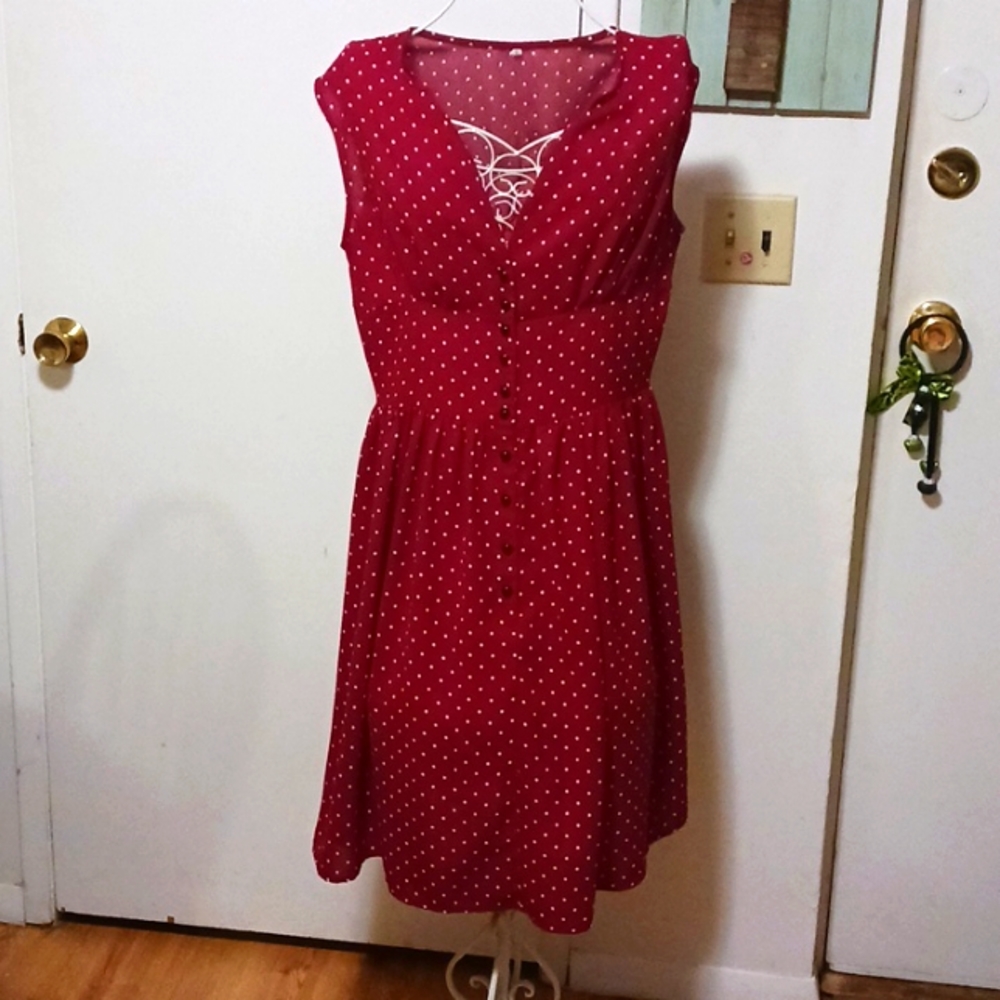🌸EUC Women's Red & White Polka Dot Dress